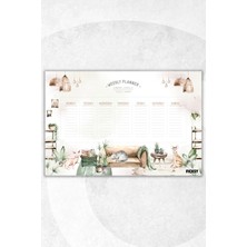 Ficksy Haftalık Planlayıcı - A4 Ebat - Sevimli Kedi - 30 Yaprak - Weekly Planner