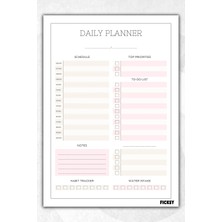 Ficksy Günlük Planlayıcı - A4 Ebat Yapılacaklar - 30 Yaprak - Daily Planner