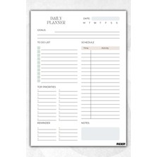 Ficksy Günlük Planlayıcı - A4 Ebat Yapılacaklar - 30 Yaprak - Daily Planner