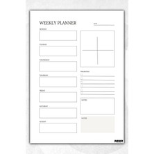 Ficksy Haftalık Planlayıcı - A4 Ebat Yapılacaklar - 30 Yaprak - Weekly Planner