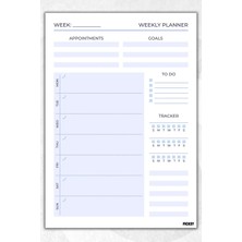 Ficksy Haftalık Planlayıcı - A4 Ebat Yapılacaklar - 30 Yaprak - Weekly Planner