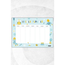 Ficksy Haftalık Planlayıcı - Sevimli Robotlar - A4 Ebat - 30 Yaprak - Weekly Planner