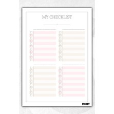 Ficksy Checklist - Kontrol Listesi - A4 - Rutin Görev Takip Listesi - Günlük Haftalık Planlayıcı -Planner