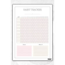 Ficksy Alışkanlık Takibi - Habit Tracker - A4 Ebat - 30 Yaprak - Günlük Haftalık Planlayıcı - Planner