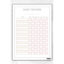 Ficksy Alışkanlık Takibi - Habit Tracker - A4 Ebat - 30 Yaprak - Günlük Haftalık Planlayıcı - Planner