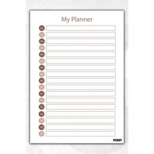 Ficksy Zamansız Çok Amaçlı Günlük Haftalık Aylık Planlayıcı - A5 Ebat Yapılacaklar - 50 Yaprak - Planner