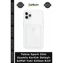 Carlburn Tekno Spark Slim Uyumlu Kartlık Detaylı Şeffaf Yuki Silikon Kılıf Cep Telefonu Koruyucu Kapak