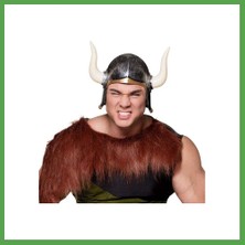 Bezos Mega Boynuzlu Viking Ivar Kaskı Eskitilmiş Desen Gümüş Renk Mgc