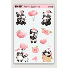 Ficksy Sevimli Panda Sticker Seti - 11 Adet Etiket Çıkartma