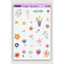 Ficksy Çiçek Sticker Seti - 27 Adet Etiket Çıkartma
