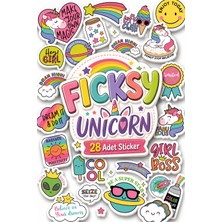 Ficksy Unicorn Tek Boynuzlu At Sticker Seti - 28 Adet Etiket Çıkartma