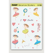 Ficksy Sevimli Küçük Balerin Kız Sticker Seti - 14 Adet Etiket Çıkartma