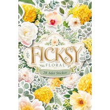 Ficksy Çiçek Sticker Seti - 28 Adet Etiket Çıkartma