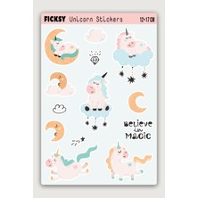 Ficksy Unicorn Tek Boynuzlu At Sticker Seti - 10 Adet Etiket Çıkartma