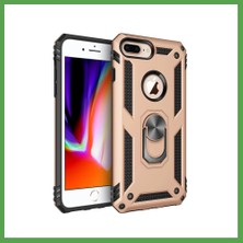 Bezos iPhone 7 Plus Uyumlu Kılıf Sofya Yüzüklü Silikon Kapak - Gold Mgc