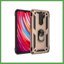 Bezos Redmi Note 8 Pro Uyumlu Kılıf Sofya Yüzüklü Silikon Kapak - Gold Mgc