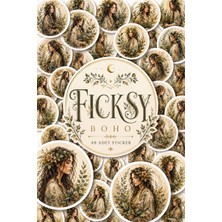 Ficksy Boho Kadın Portre Sticker Seti - 60 Adet Etiket Çıkartma