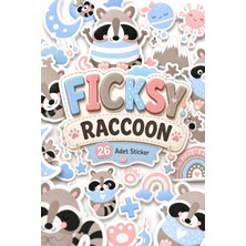 Ficksy Sevimli Rakun Sticker Seti - 26 Adet Etiket Çıkartma