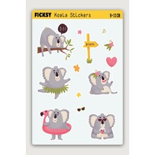 Ficksy Sevimli Koala Sticker Seti - 12 Adet Etiket Çıkartma