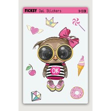 Ficksy Sevimli Baykuş Sticker Seti - 8 Adet Etiket Çıkartma