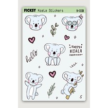 Ficksy Sevimli Koala Sticker Seti - 12 Adet Etiket Çıkartma