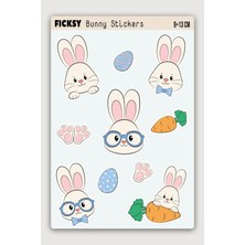 Ficksy Sevimli Yavru Tavşan Sticker Seti - 10 Adet Etiket Çıkartma