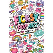 Ficksy Sevimli Pop Art Stili Sticker Seti - 34 Adet Etiket Çıkartma