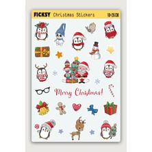 Ficksy Sevimli Penguen Yılbaşı Yeni Yıl Temalı Sticker Seti - 27 Adet Etiket Çıkartma