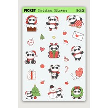 Ficksy Sevimli Panda Yılbaşı Yeni Yıl Temalı Sticker Seti - 24 Adet Etiket Çıkartma