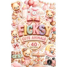 Ficksy Sevimli Ayıcık Bebek Odası Temalı Sticker Seti - 40 Adet Etiket Çıkartma