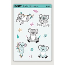 Ficksy Sevimli Koala Sticker Seti - 12 Adet Etiket Çıkartma