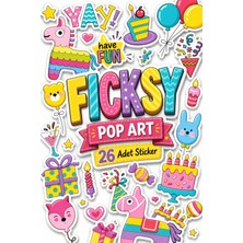 Ficksy Doodle Stili Sevimli Hayvanlar Doğum Günü Temalı Sticker Seti - 26 Adet Etiket Çıkartma