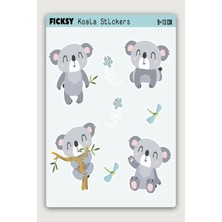 Ficksy Sevimli Koala Sticker Seti - 8 Adet Etiket Çıkartma