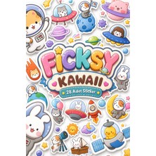 Ficksy Kawaii Kozmik Hayvanlar Sticker Seti - 28 Adet Uzay, Gezegen, Astronot, Yıldız Etiket Çıkartma
