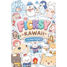 Ficksy Kawaii Stili Sevimli Hayvanlar Kış Temalı Sticker Seti - 15 Adet Etiket Çıkartma