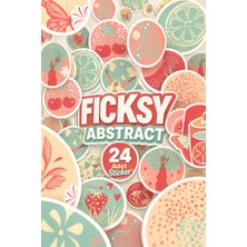 Ficksy Abstre Yuvarlak Sticker Seti - 24 Adet Etiket Çıkartma