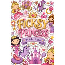 Ficksy Sevimli Doodle Stili Unicorn Prenses Sticker Seti - 24 Adet Etiket Çıkartma