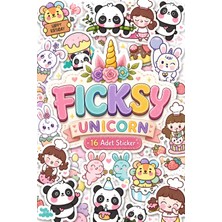 Ficksy Sevimli Kawaii Unicorn Hayvanlar Doğum Günü Temalı Sticker Seti - 16 Adet Etiket Çıkartma