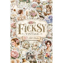 Ficksy Ilkbahar Çiçekleri Temalı Vintage Sticker Seti - 60 Adet Etiket Çıkartma