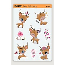 Ficksy Sevimli Yavru Geyik Sticker Seti - 8 Adet Etiket Çıkartma