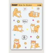 Ficksy Sevimli Yavru Shiba Inu Köpek Sticker Seti - 14 Adet Etiket Çıkartma
