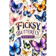 Ficksy Sevimli Kelebek Sticker Seti - 35 Adet Kaz Etiket Çıkartma