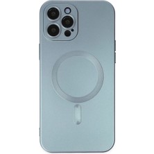 Apple iPhone 12 Pro Max Kılıf Moshi Lens Magneticsafe Silikon - Sierra Blue