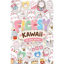 Ficksy Kawaii Stili Sevimli Tavşan Sticker Seti - 26 Adet Etiket Çıkartma