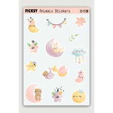 Ficksy Sevimli Hayvanlar Sticker Seti - 13 Adet Etiket Çıkartma