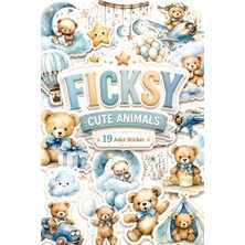 Ficksy Sevimli Ayıcık Sticker Seti - 19 Adet Etiket Çıkartma