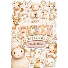 Ficksy Sevimli Çiftlik Hayvanları Sticker Seti - 25 Adet Etiket Çıkartma