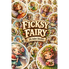 Ficksy Sevimli Peri Sticker Seti - 24 Adet Yuvarlak Etiket Çıkartma