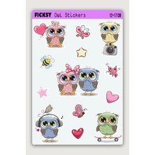 Ficksy Sevimli Baykuş Sticker Seti - 13 Adet Etiket Çıkartma
