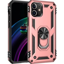 Apple iPhone 12 Kılıf Sofya Yüzüklü Silikon Kapak - Rose